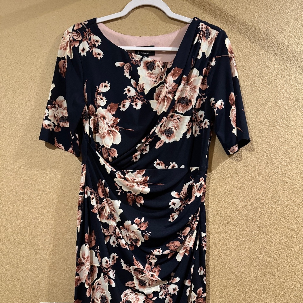 Navy and pink floral dress